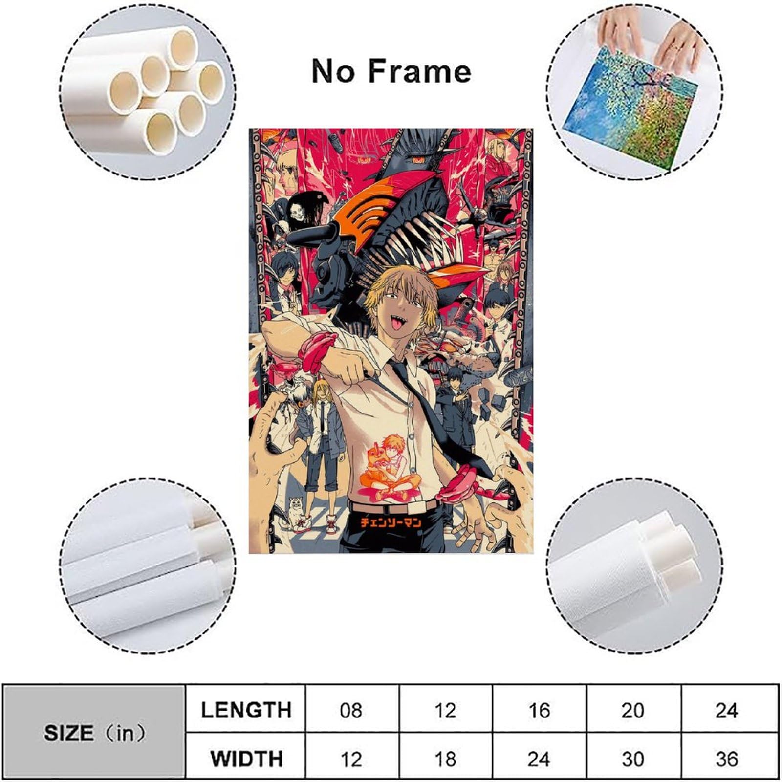 Mudi Store Chainsaw Man Anime Poster Çerçevesiz Yüksek Kalite Anime Duvar Poster