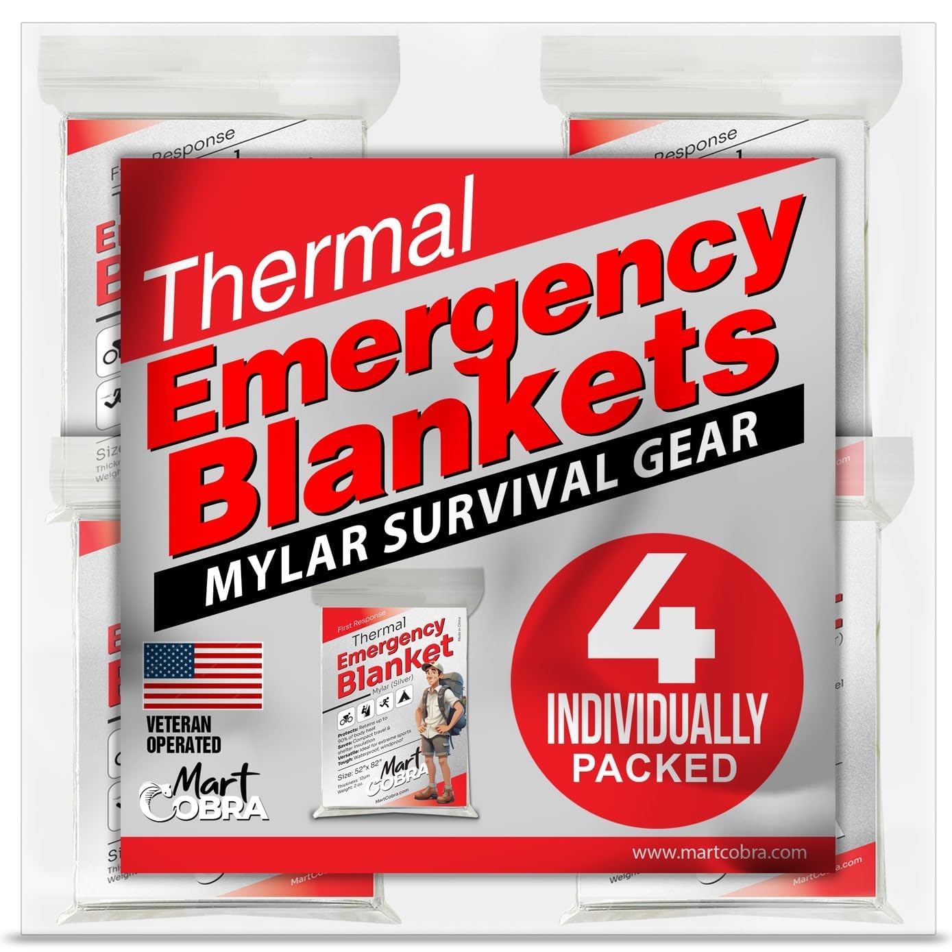 Emergency Mylar Space Blankets (4-Pack)
