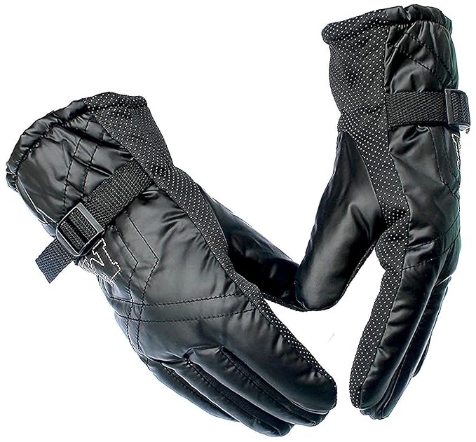 DEXO Leather Warm Winter Riding Gloves, Protective Cycling, Bike Motorcycle Gloves For men, pack of 1,BLACK