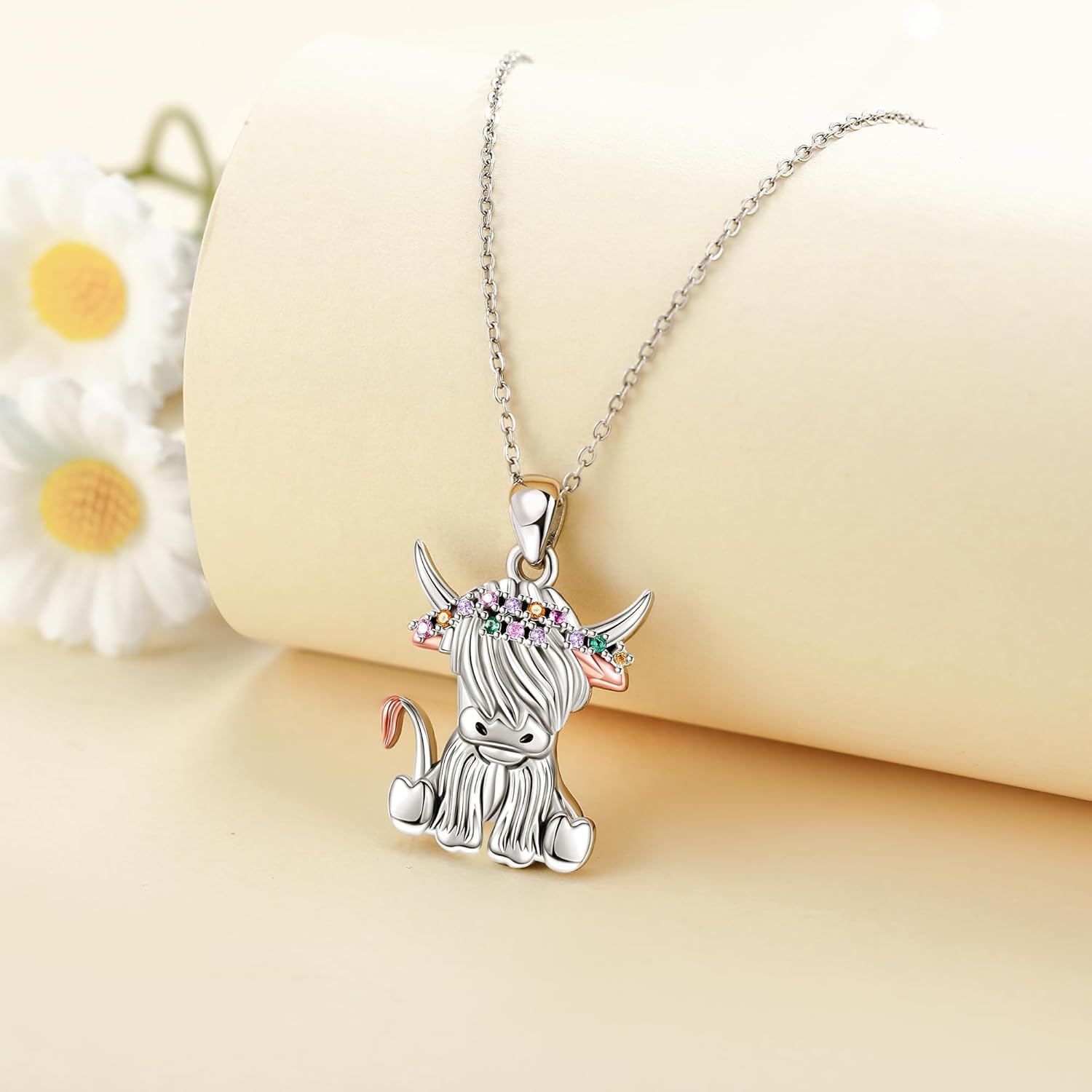 YAFEINI Animal Necklace S925 Sterling Silver Squirrel/Jellyfish/Raven/Duck/Hummingbird/Shark/Butterfly/Highland Cow Pendant Necklace Animal Jewelry Gifts for Women Mom Wife - Image 2