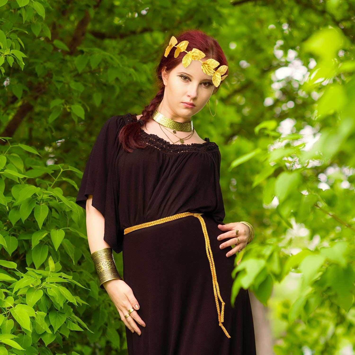 Gejoy Toga Headband Roman Laurel Crown with Rope Belt for Toga Party Decor