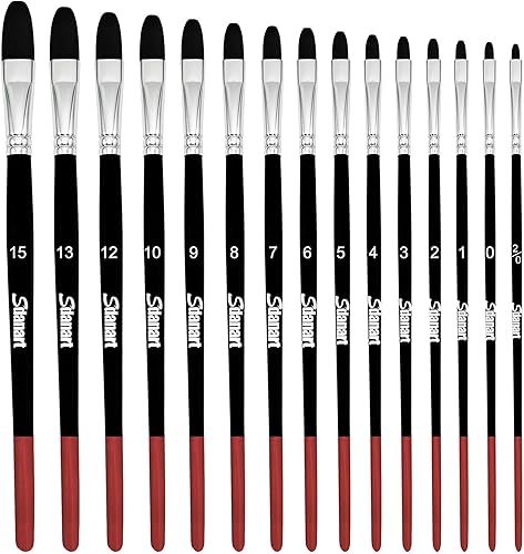 Filbert - Juego de pinceles de pintura, 15 piezas de diferentes tamaños, pinceles de artista para acuarela, acrílico, detalles de tinta de aceite de