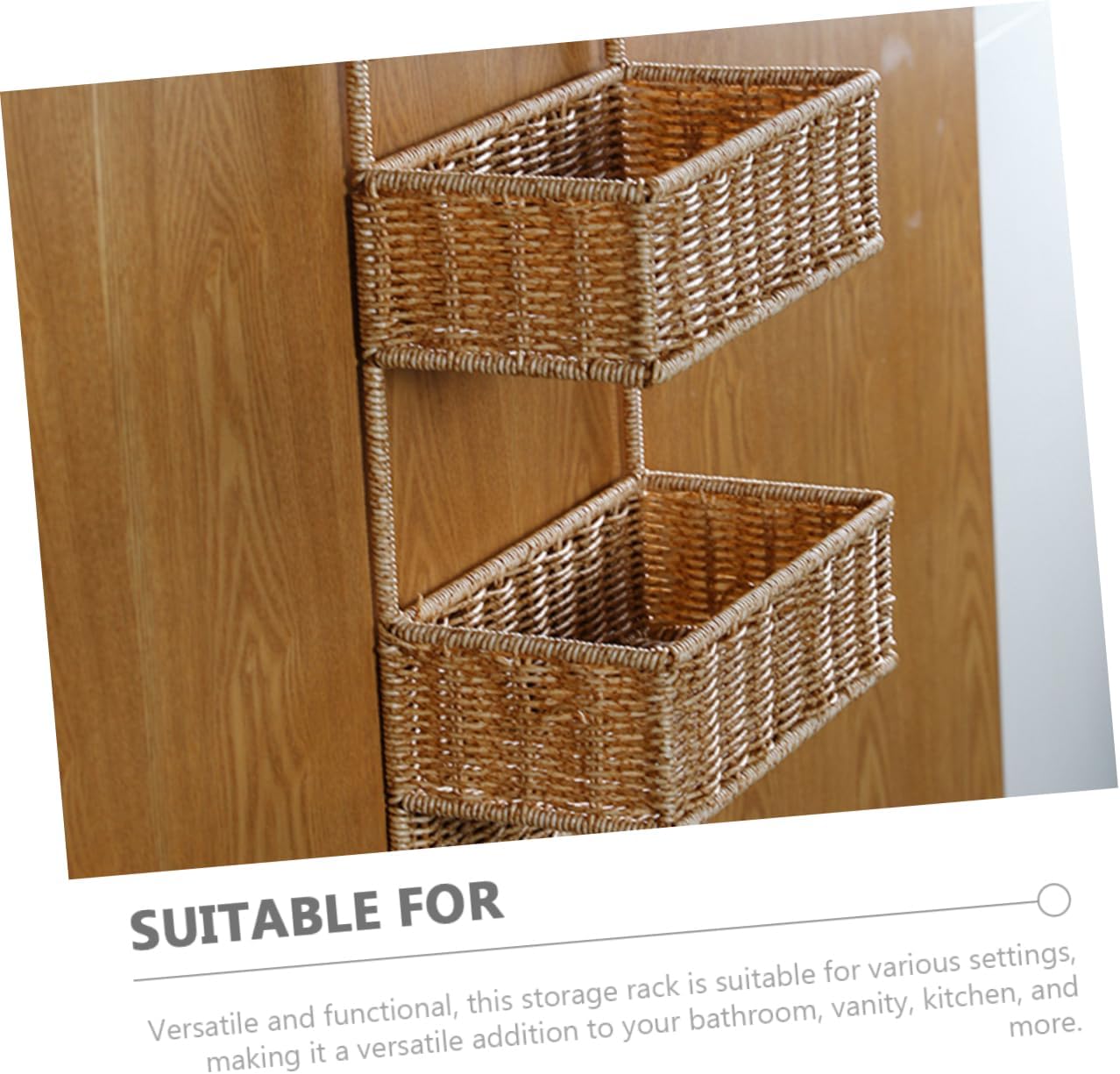 Wall-mounted Fruit Vegetable Basket Woven Baskets Storage Organizer Wall Hanging Decor Kitchen Storage Rack