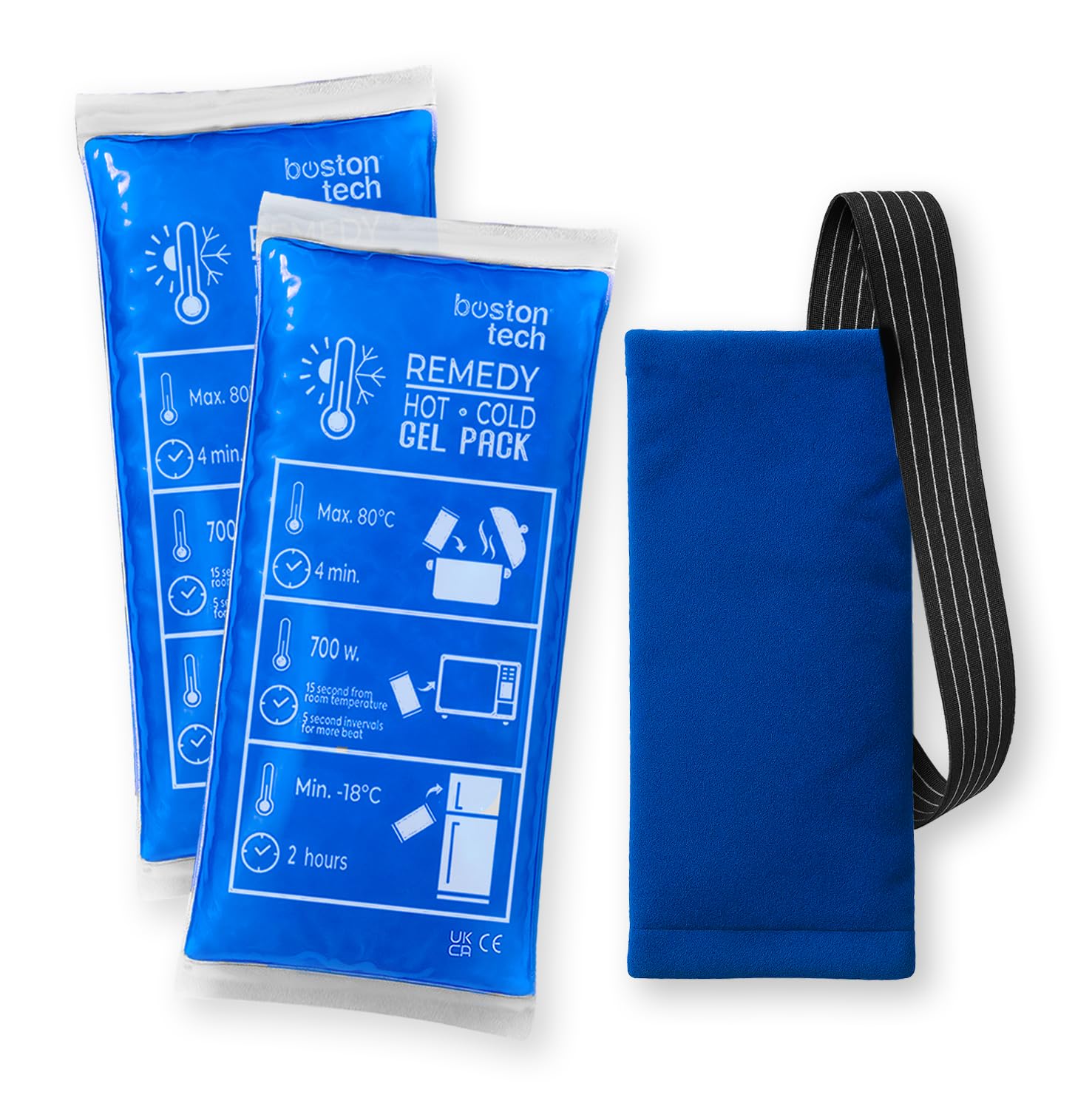 Boston Tech REMEDY Bolsa de Gel Frío y Calor con funda multiposición | Terapia frío-calor ideal para lesiones, recuperación muscular, fisioterapia y uso doméstico (Pack de 2)
