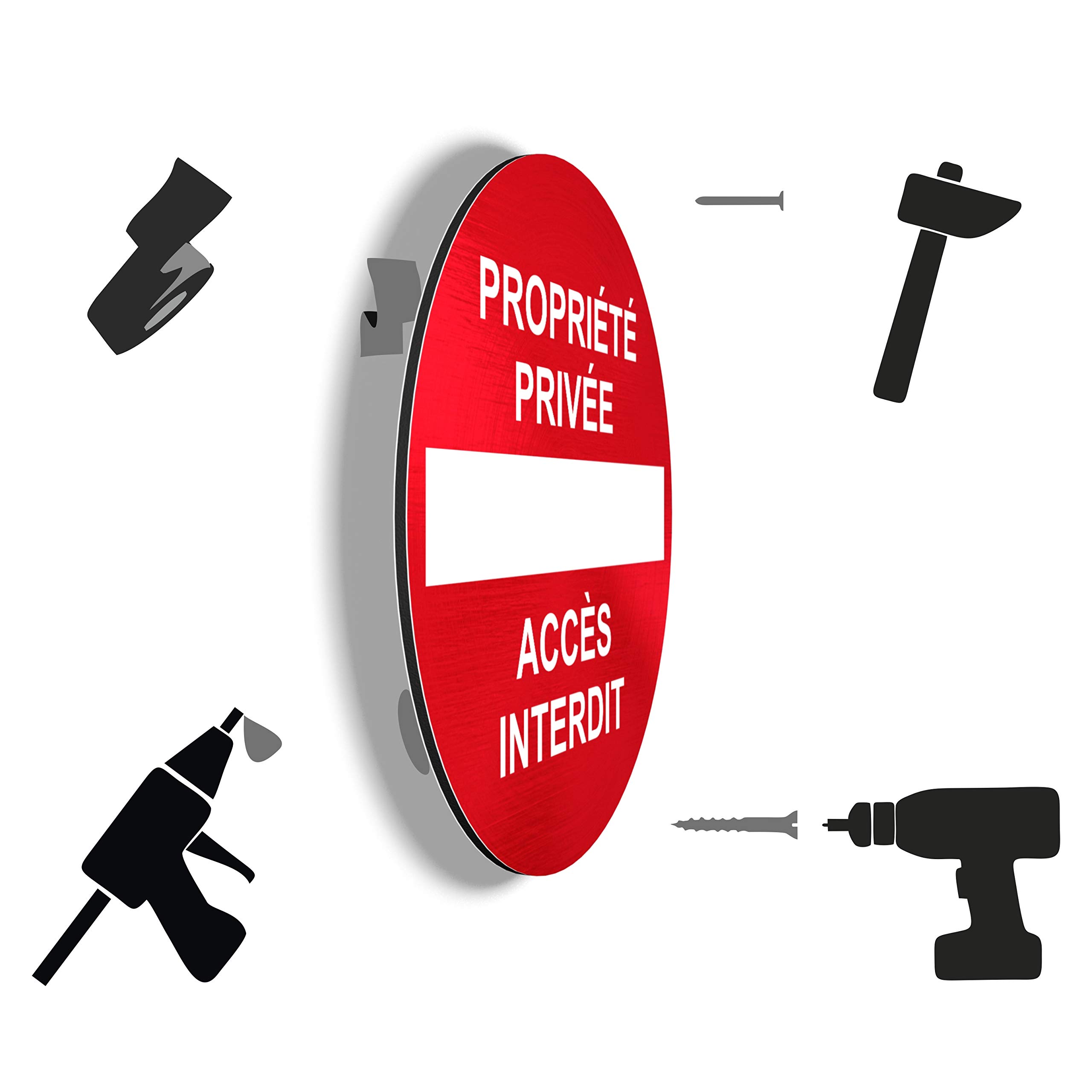 Panneaux rigides Propriété privée/Accès Interdit - Lot de 3 - Application sur Poteau, Mur, Porte de Garage - Ultra résistant - Aluminium (Pas PVC) - 20 cm