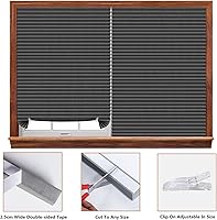 Vista 7 de Persianas opacas inalámbricas, sin taladro, cortadas a medida, con clip, autoadhesivas, persianas temporales, persianas de papel plisadas