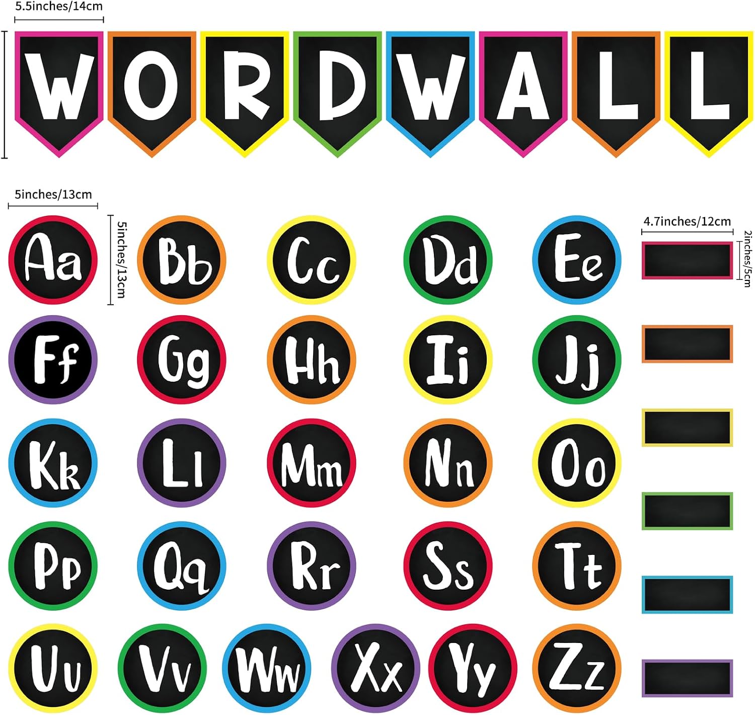 124 Pieces Word Wall Bulletin Board Set Word Wall Letters Alphabet Bulletin Board Cutouts for Classroom Decoration (Chalkboard Bright) image 2