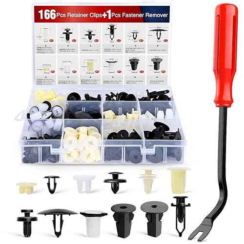 Nilight 166 Pcs Car Retainer Clips &Screw Grommets - 12 Most Popular Sizes & Applications for GM Toyota Honda Nissan Mazda - with Fastener Remover