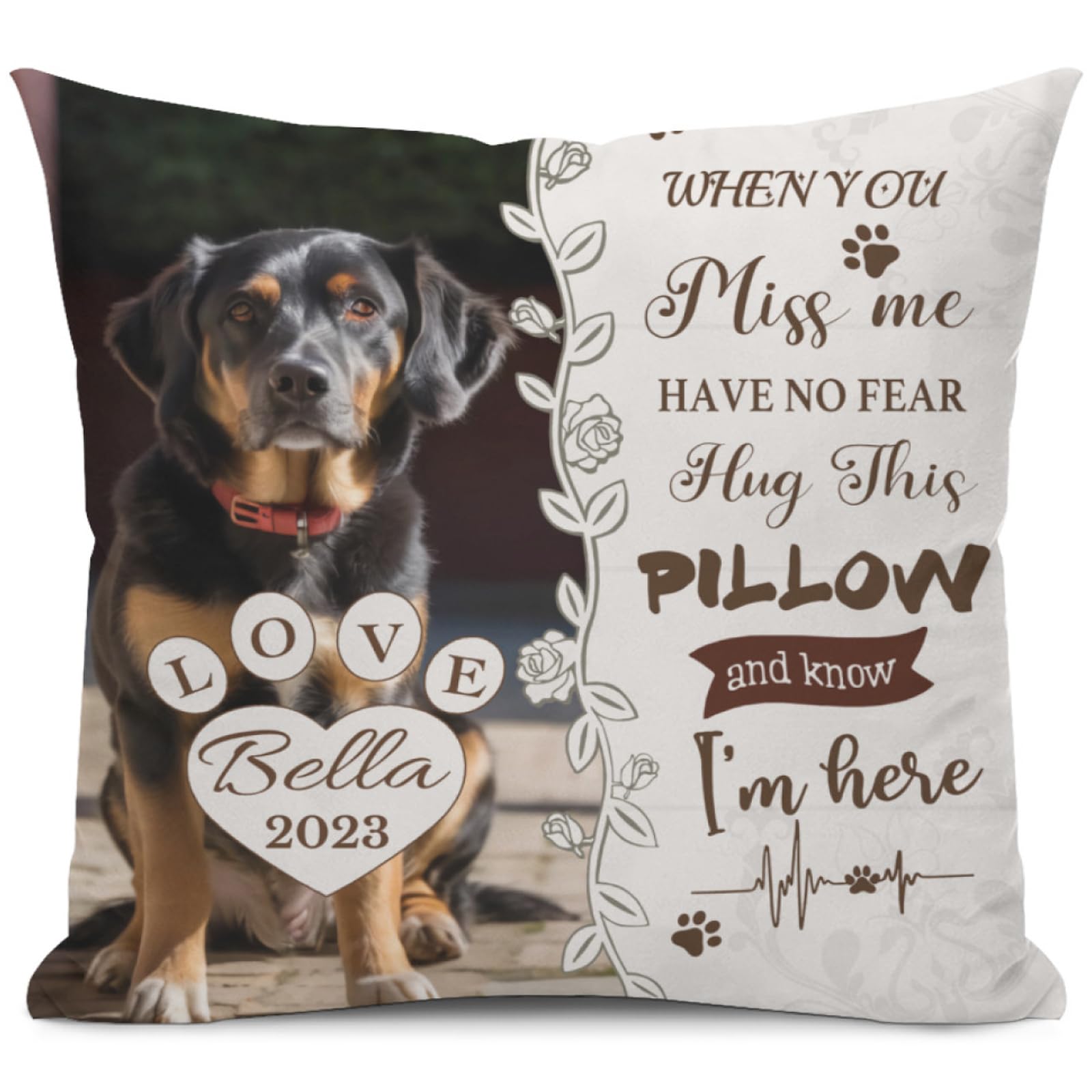 Alienc Personalised Pet Memorial Cushion Cover (Optional Insert) - Custom Photo Shaped Design Pillow, Ultra-Soft Touch | The Most Heartfelt Sympathy Gift to Cherish a Beloved Life