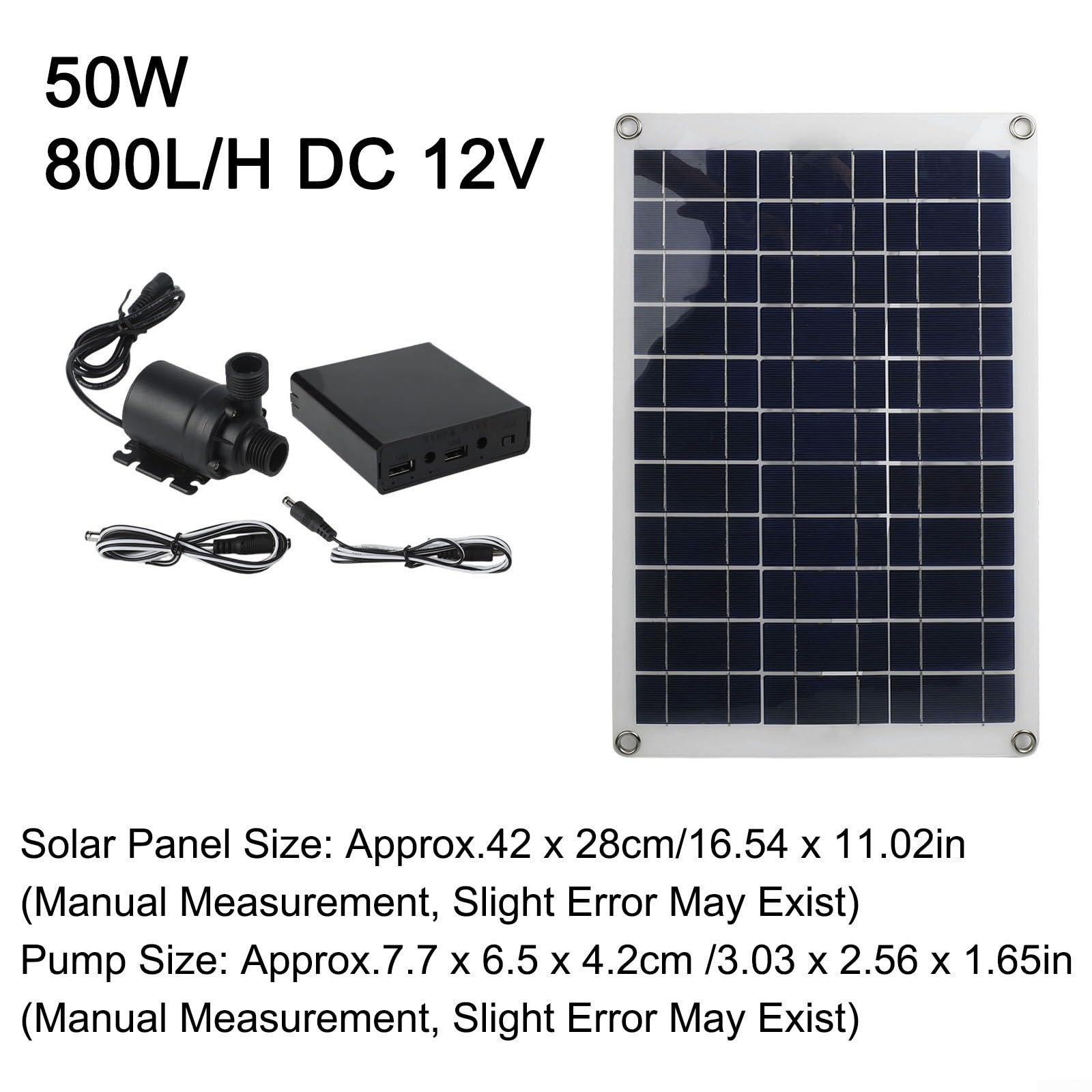 Solar Wasser Pumpe 50W Teichpumpe Solarbetriebene Brunnenpumpe Geräuscharme Gartenpumpe Für Teich Garten Aquarium Mit Solar Panel 5M Förderhöhe 800L/H, Solarpumpe Teich