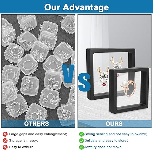 Miniatura 5 de Linkstyle - 10 vitrinas flotantes, soporte de exhibición de marco flotante 3D, caja de almacenamiento de joyería de polietileno transparente para