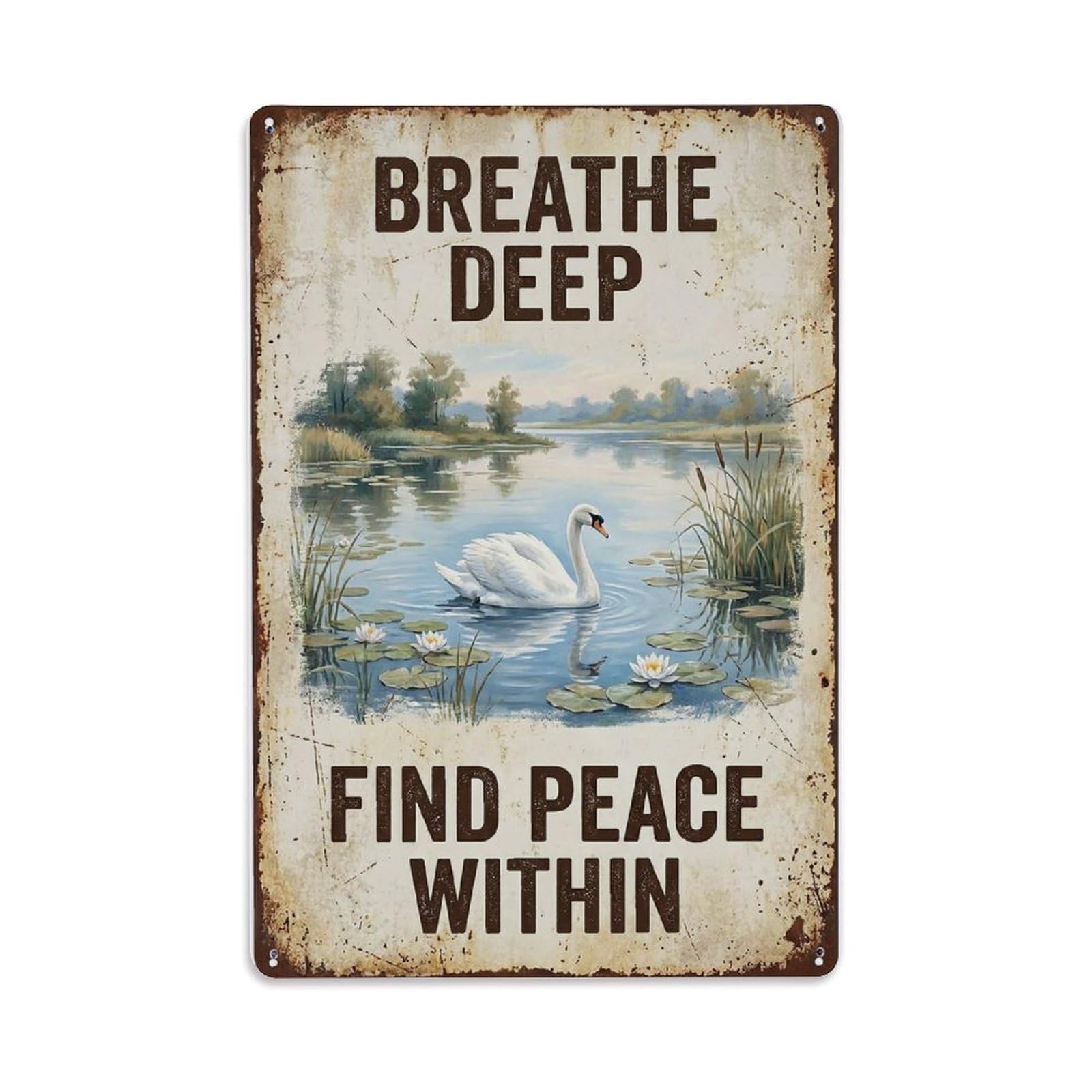 Fqnyr Style Breathe Deep Find Peace Within Metal Tin Sign Plaque Wall Decor For Cafe, Club Bar, Office, Home Garden Metal Poster 8X12inch