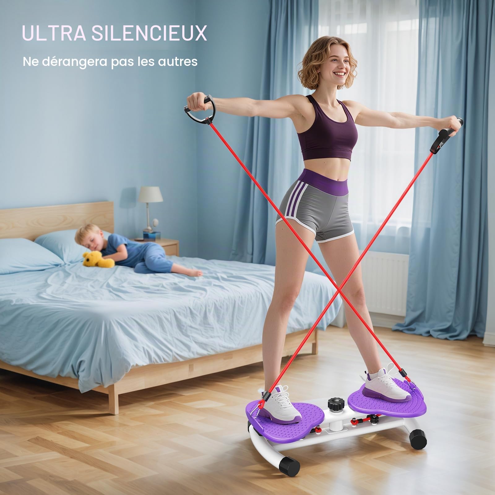 Torsion Disque de Taille, Twist Waist Disc Board avec cordon de serrage, équipement de fitness pour la maison,Appareil de torsion de la taille avec résistance réglable et fonction de massage