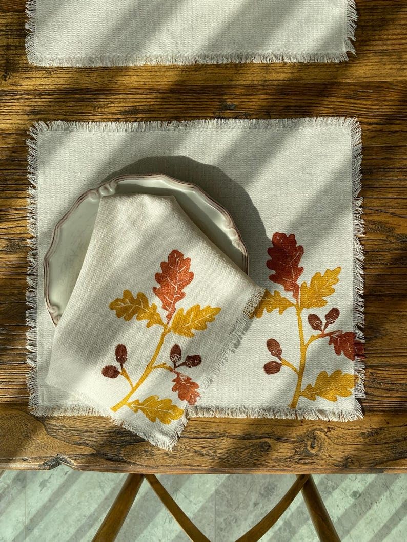 Eoqifjm As Shown In The Picture Block Printed Placemat Placemats,Thanksgiving Dinner Table