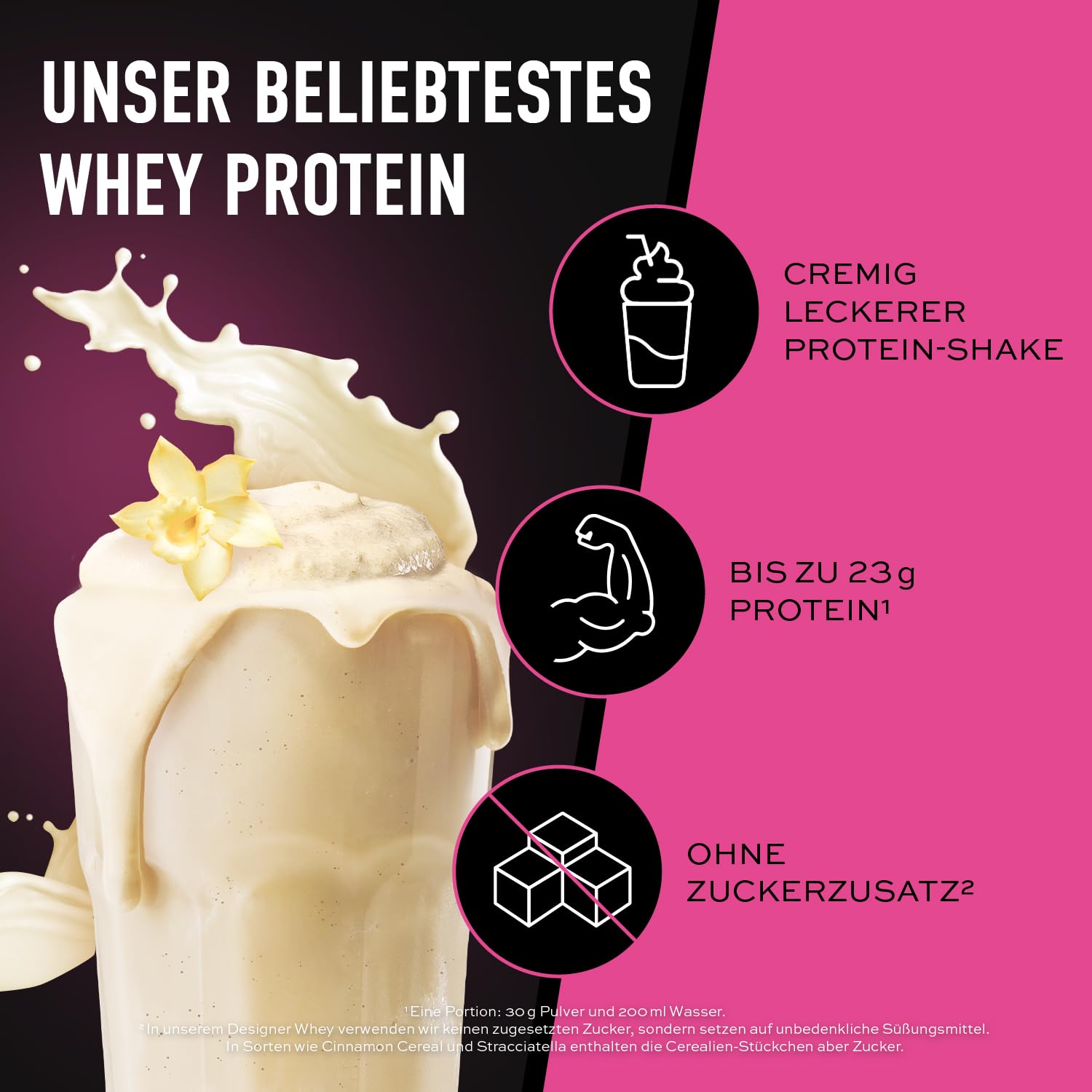 ESN Designer Whey Protein Pulver, Eiweißpulver, Vanillemilch, 2000g, 2.0kg, 66 Portionen