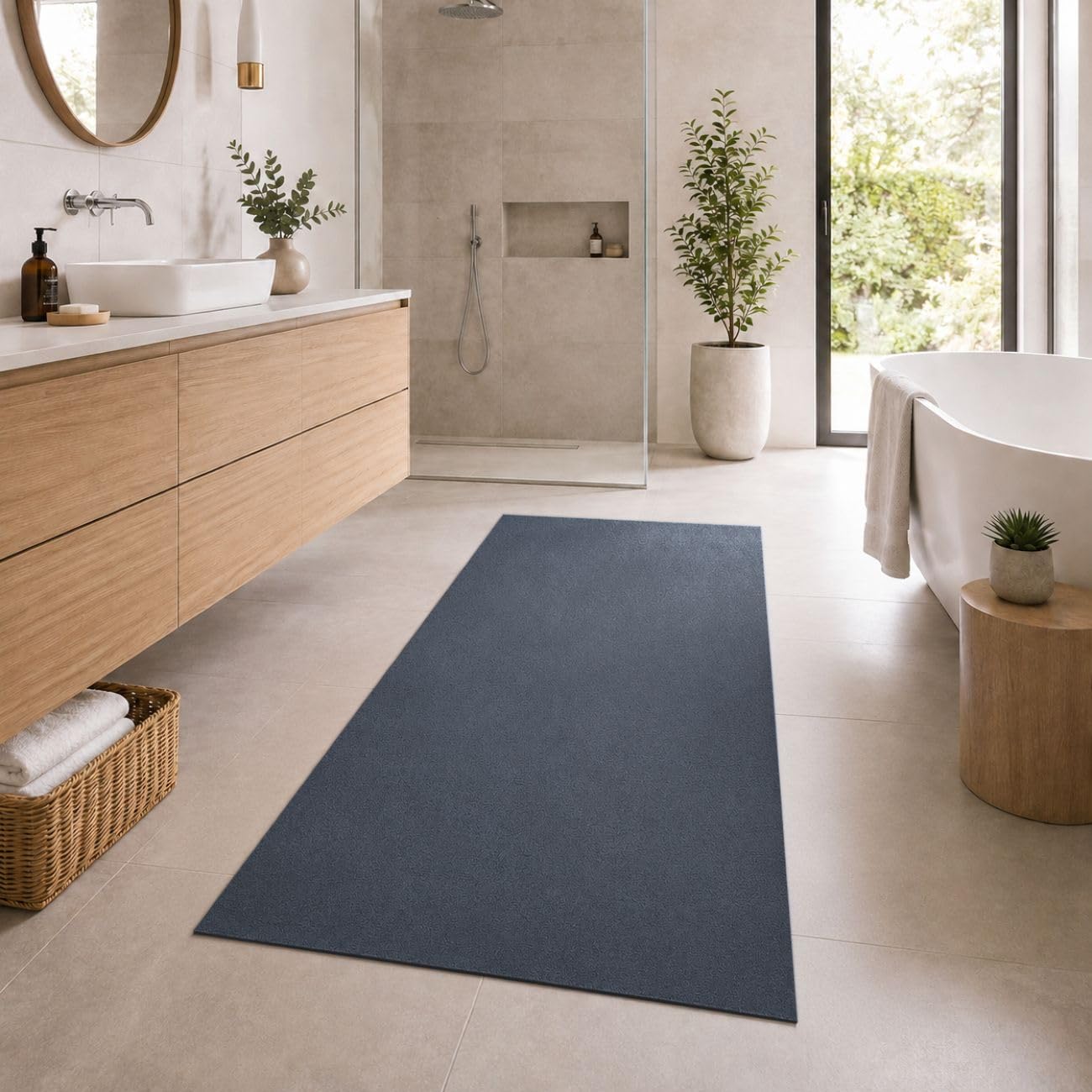 ANRO Tappeto Bagno Tappetino Doccia Antiscivolo Microfibra Antracite 60 x 240 cm Asciugatura Rapida Lavabile Morbido al Metro