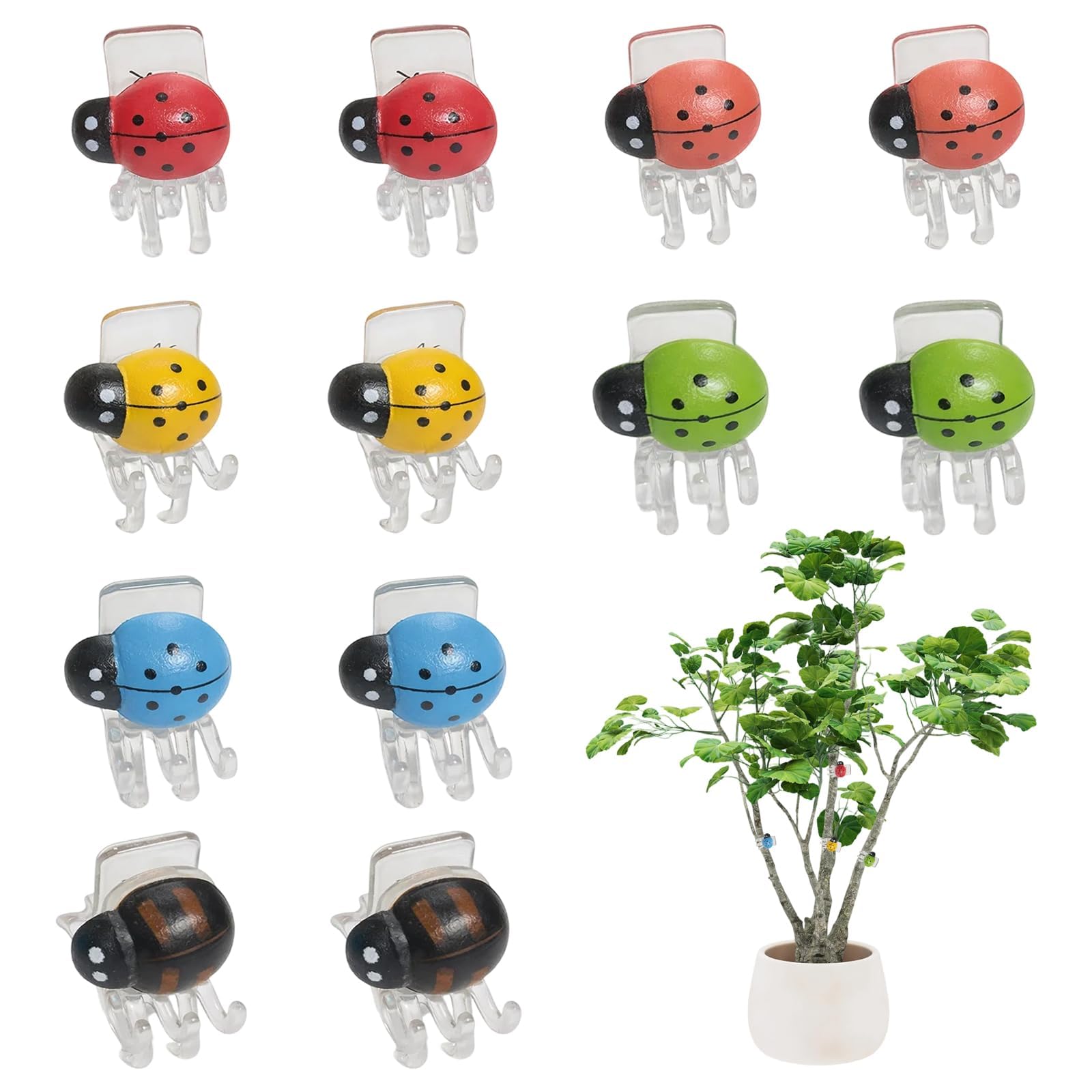 12Pcs Orchid Clips, Ladybird Design Plant Clips for Climbing Plants, Cute Plant Support Clip, Durable Plastic Flower and Plant Clip for Orchids Garden Decor Bonsai Indoor Outdoor-image-22