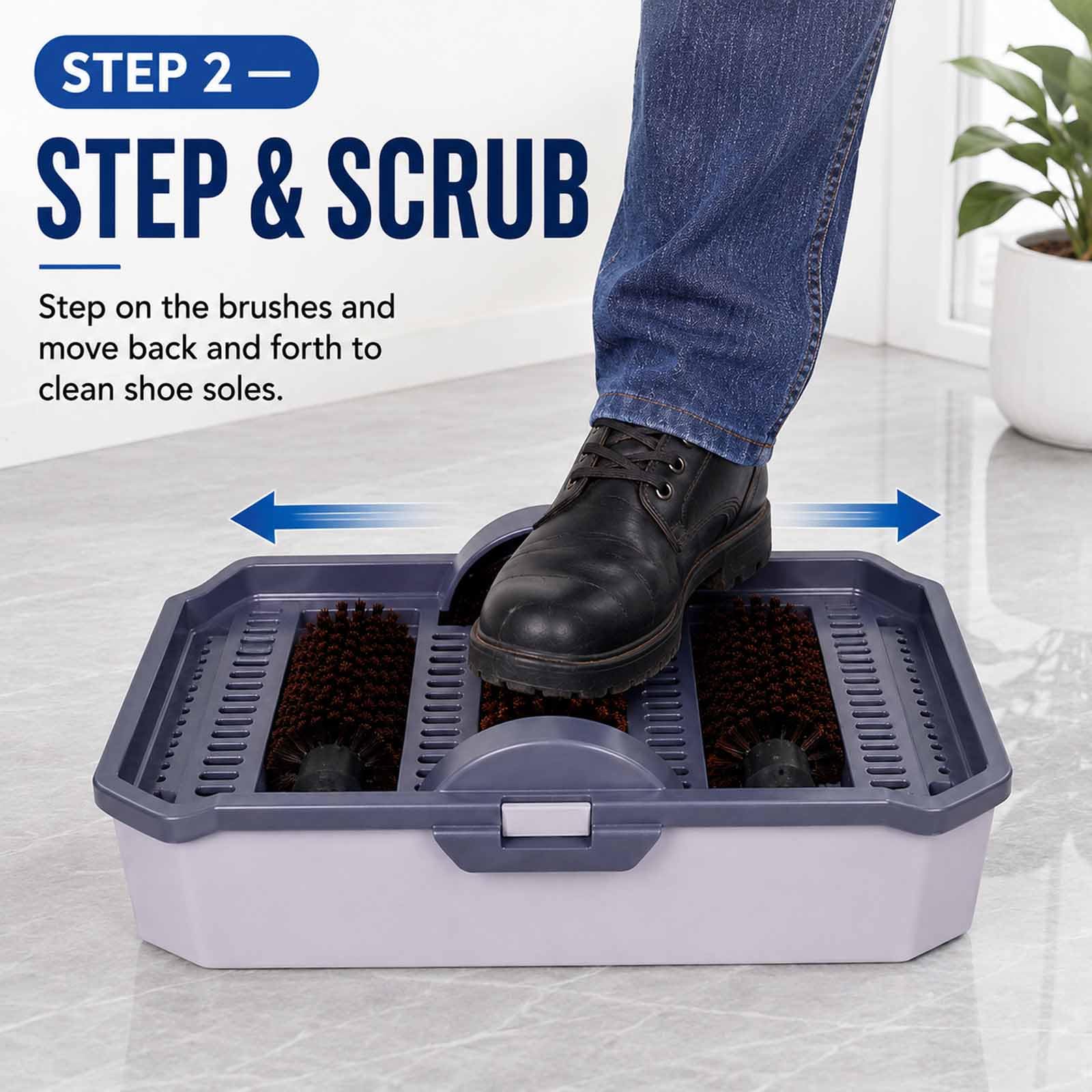 Limpiador De Calzado Antisalpicaduras para Entrada, Máquina De Autolimpieza De Suelas, Fregador De Botas Sin Electricidad, Gran Depósito, Cepillos Desmontables para Hogar Y Oficina