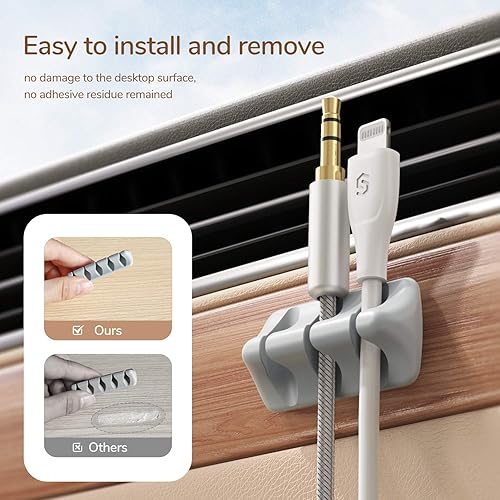 Vista 12 de Syncwire Clips transparentes para cables, organizador de cables autoadhesivo, para el hogar, oficina, cubículo, coche, mesita de noche, accesorios