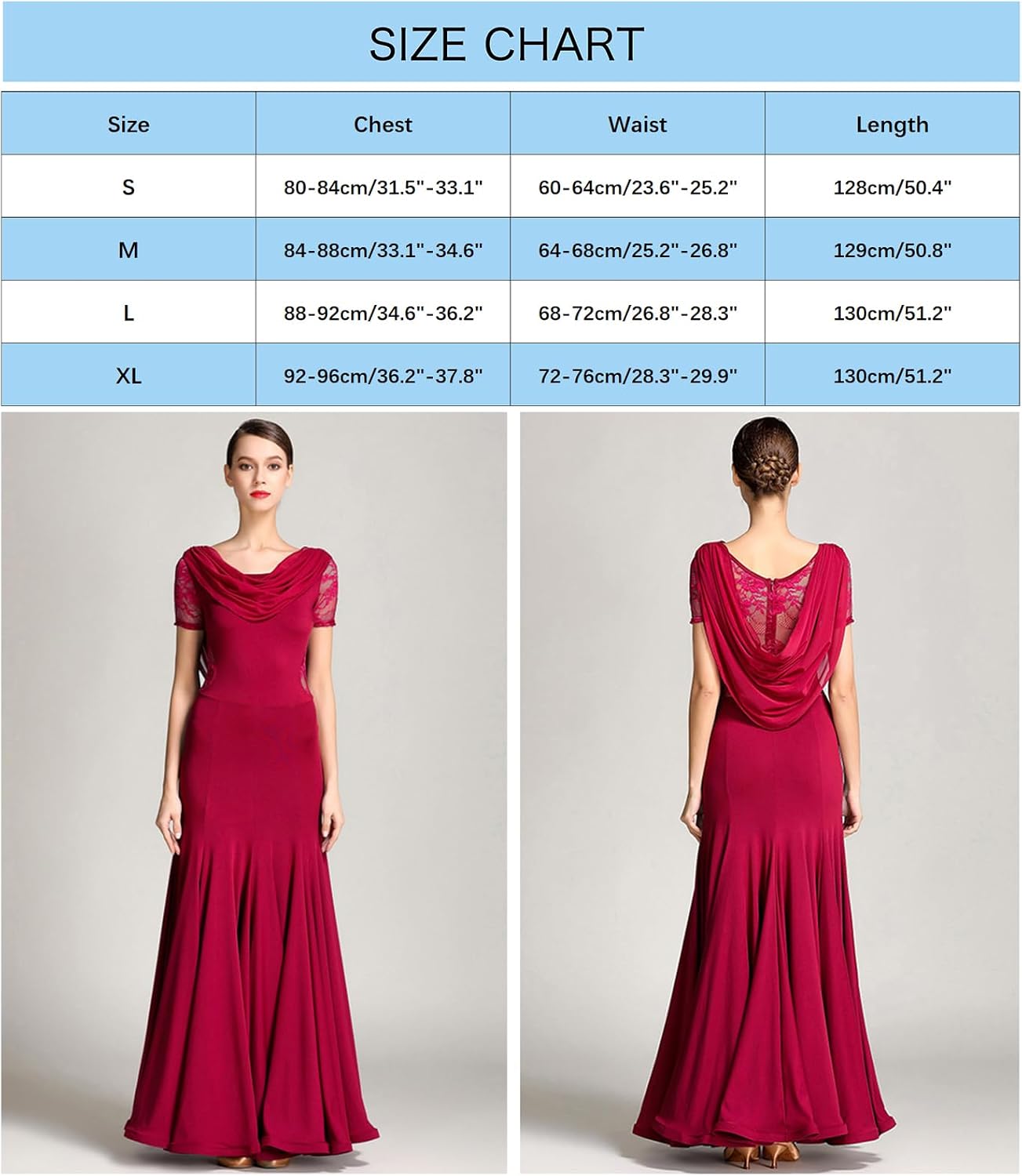 Z&X Women's Ballroom Dance Dress Lace Short Sleeve Long Swing Skirt Professional Competition Modern Waltz Cha Cha Latin Dress