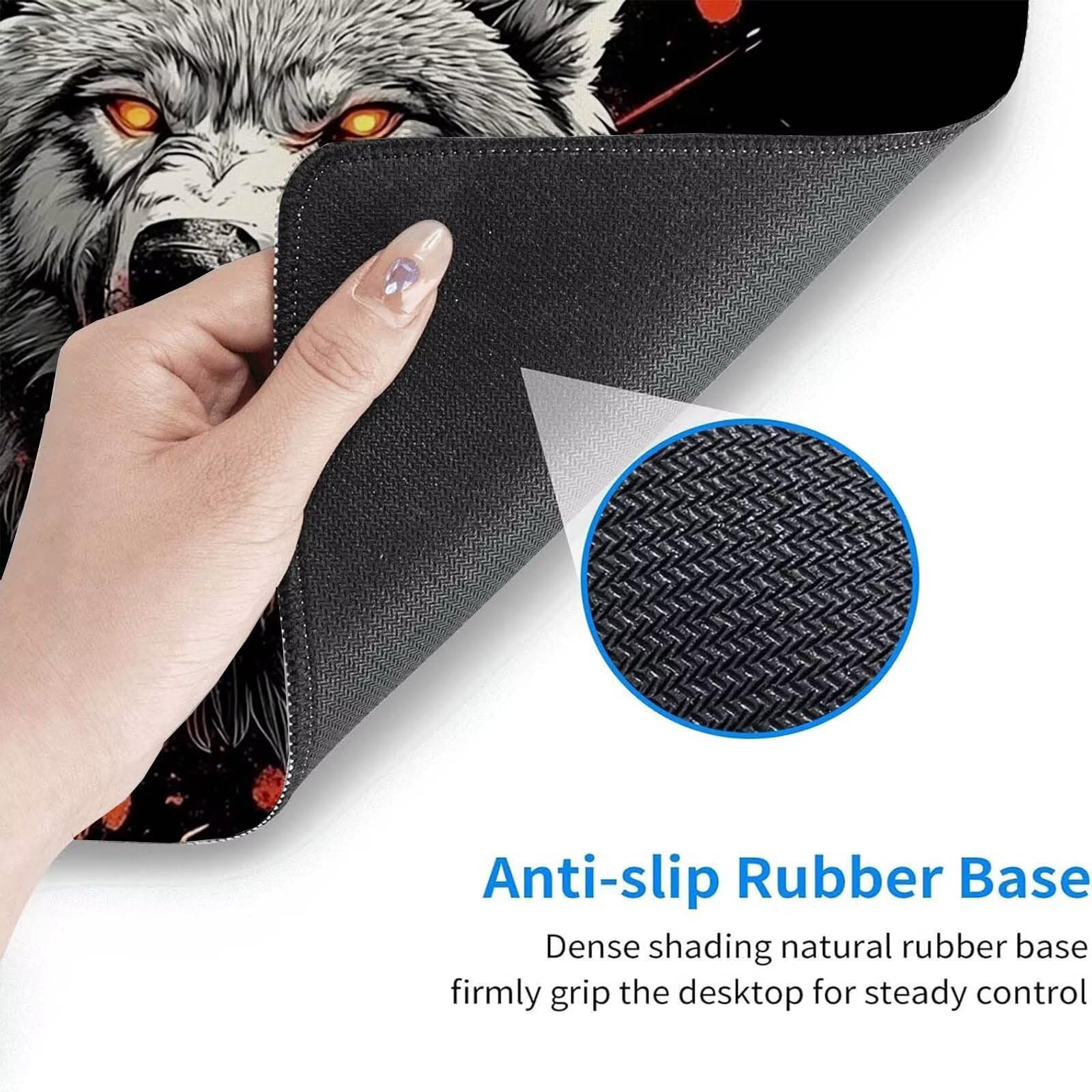 Tappetino Mouse Gaming, 1200x600mm Tappetino Mouse XXL nero 0c0-328 | Mouse Pad Grande, Ottimizzato per i Sensori da Gioco, Migliora Precisione e Velocità, per Mac e PC, lupi (6)