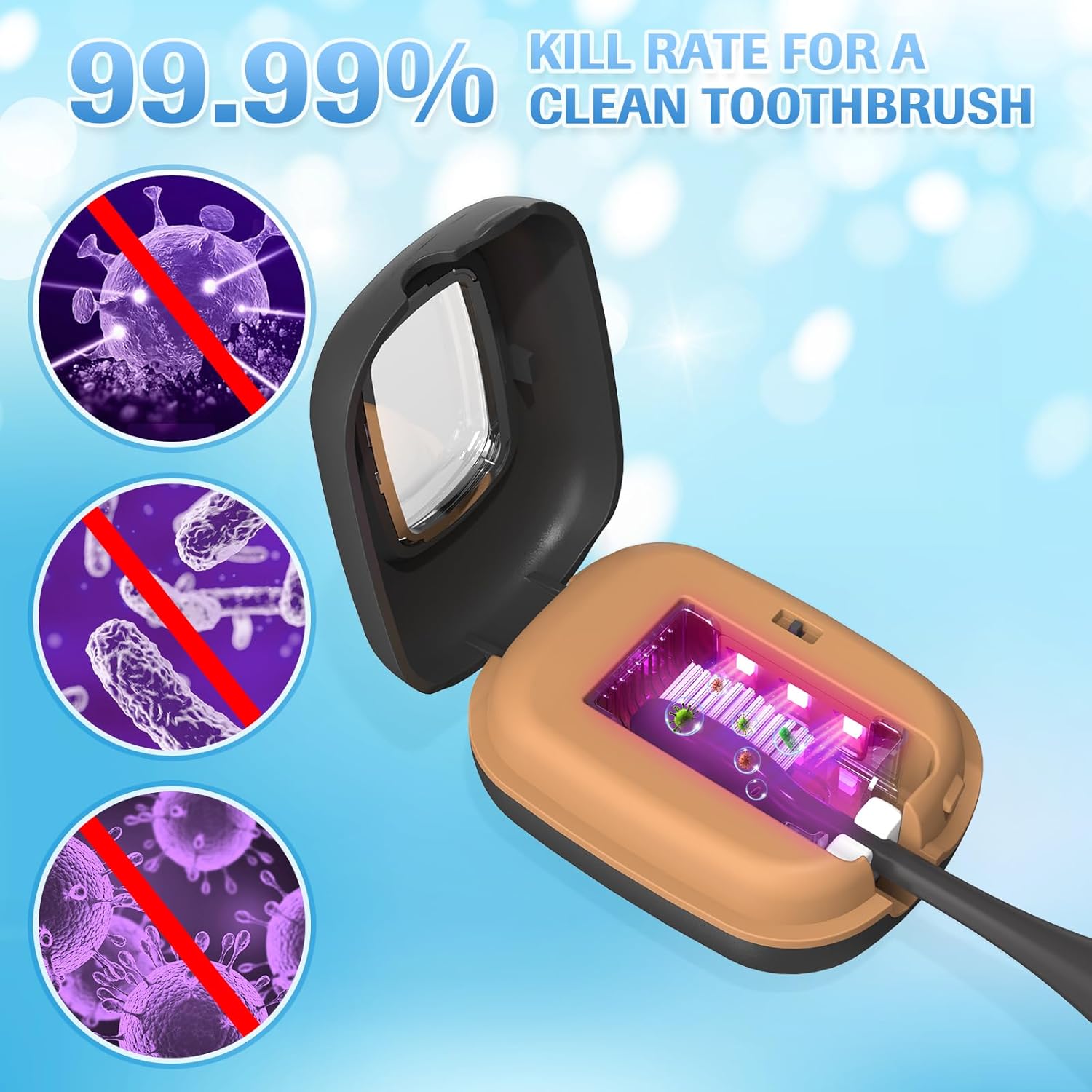 YourMate Rechargerable UVC Toothbrush Sanitizer Case Pro Compatible with Electric Toothbrush Heads/Regular Toothbrushes Travel Toothbrush Covers Case Magnetic Holder for Houshold/Traveling Black - Image 2