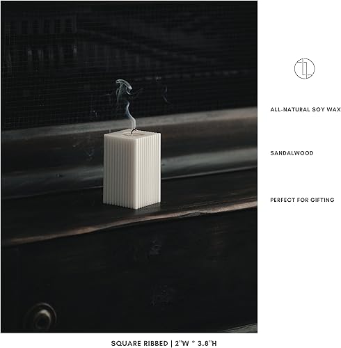Miniatura 5 de LAWA - Vela cuadrada acanalada  Hermosa vela de cera de soja perfumada hecha a mano, elegante vela estética de burbujas, regalo de inauguración de