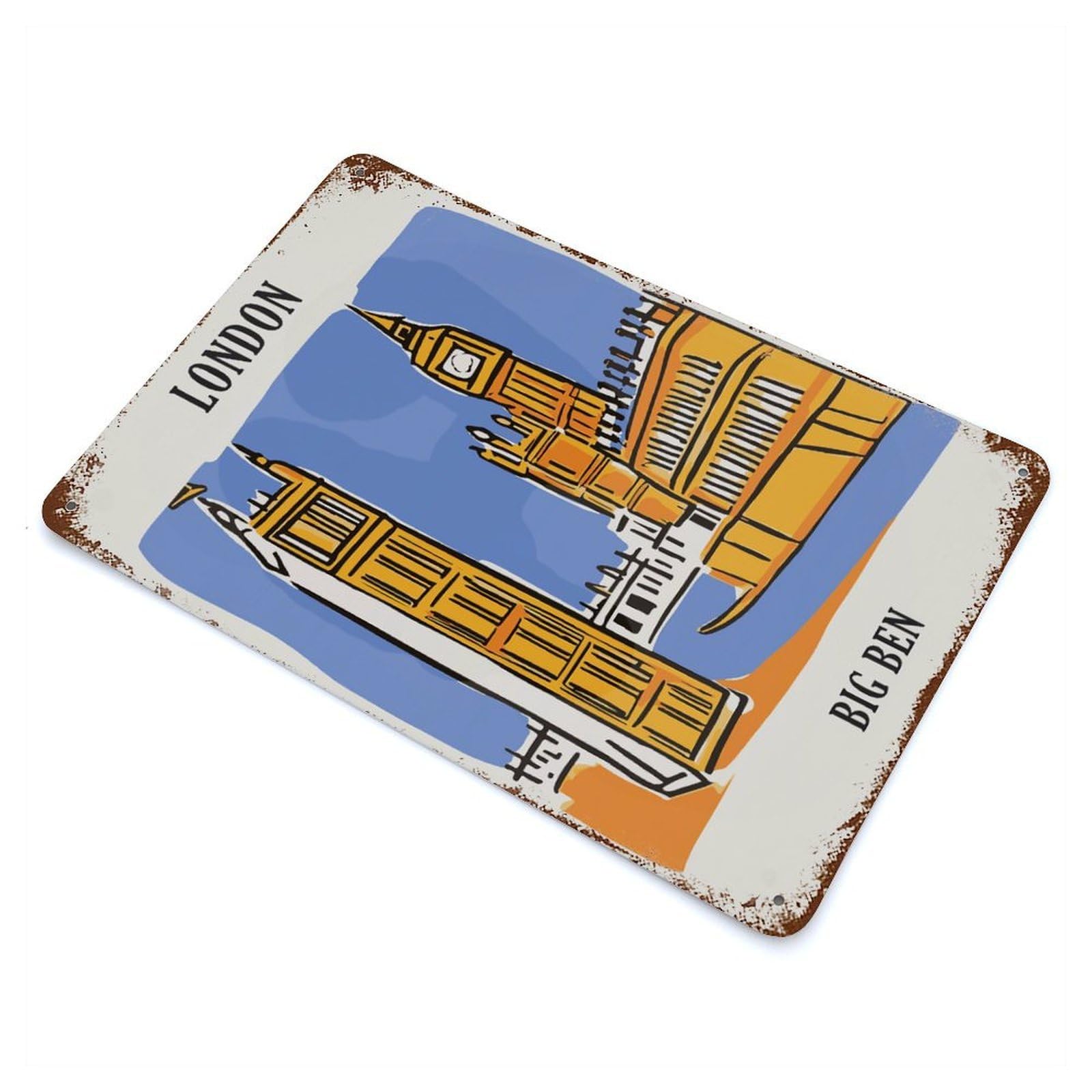 London Big Ben Travel Retro Metal Sign 11.8"x7.9", Ideal for Shed, Workshop And Garage Wall Decor