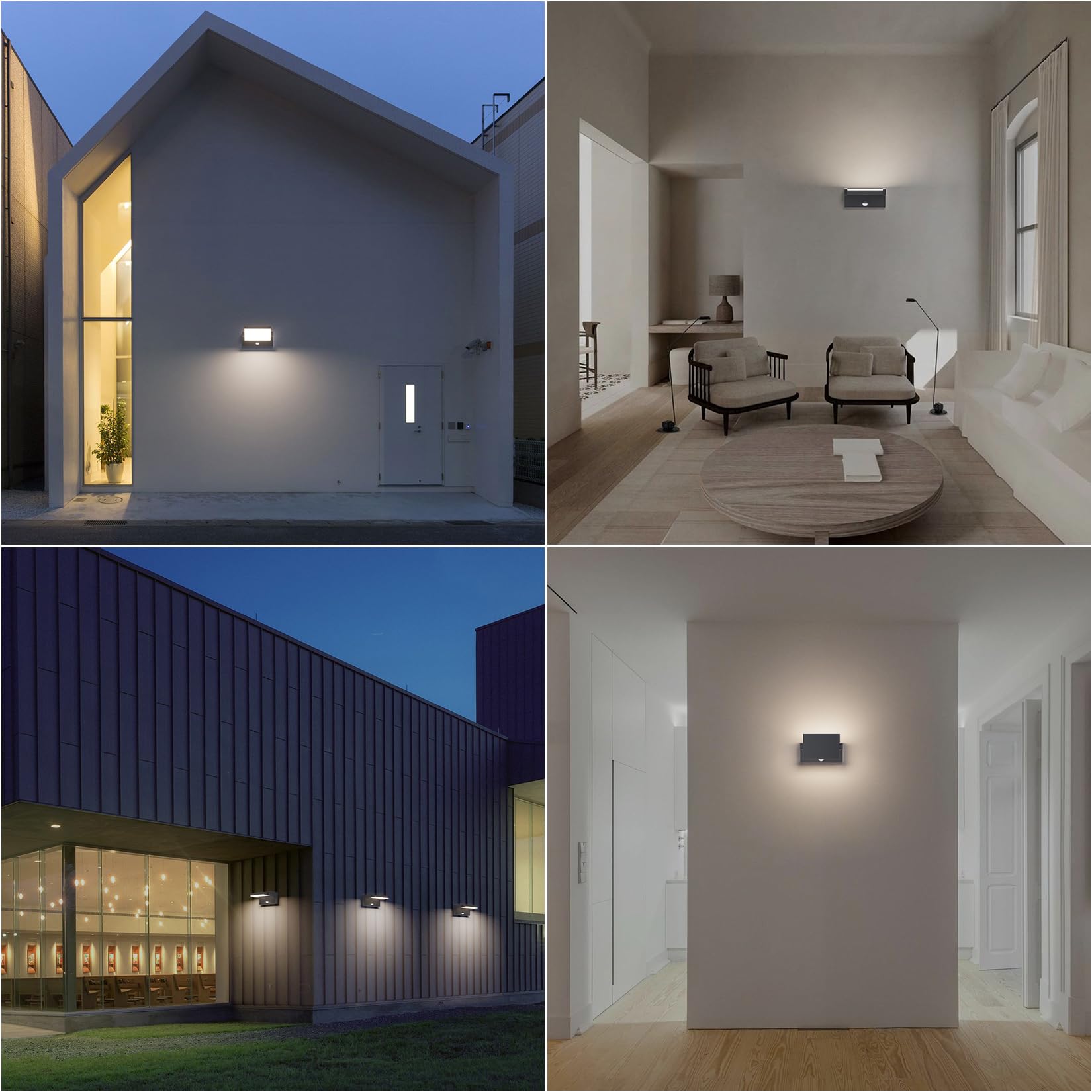 Klighten Lampa ścienna do użytku na zewnątrz, 24 W, wodoodporna lampa ścienna IP65, nowoczesna, aluminiowa lampa ścienna do użytku wewnątrz i na zewnątrz, z obrotowym panelem LED, do wejścia, ogrodu