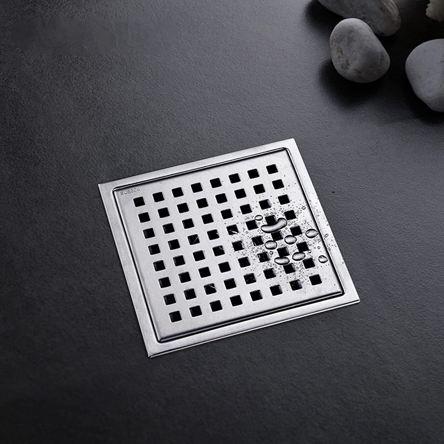 Desagüe de Piso, Cubierta de desagüe de Piso de Ducha, desagüe de desechos de Ducha Accesorio de Lavabo de Ducha Cuadrado Desagüe de Piso de Ducha de Acero Inoxidable 304-E-15cm * 15cm
