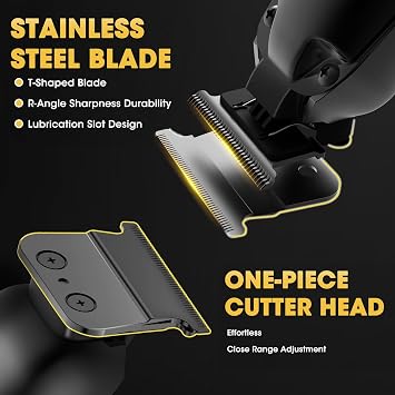 Dumite 4 in 1 Hair Clippers for Men, Professional T-Blade Trimmer, Electric Foil Shaver, Nose Hair Trimmer, Cordless, LCD Display, Grooming Kit(Black)