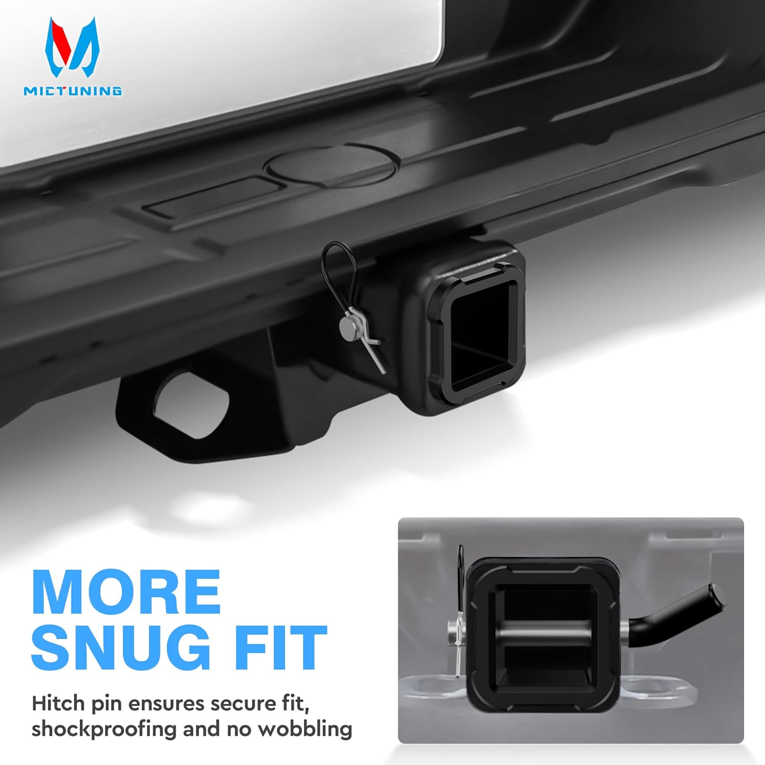 MICTUNING 2-1/2 inch to 2 inch Trailer Hitch Receiver Adapter, 2.5" Class V to 2" Class III/IV Hitch Reducer Insert Sleeve Converter with Hitch Pin & Clip