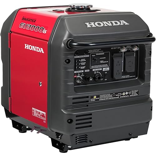 Honda EU3000iS 3000 Watt Inverter Generator, Super Quiet 120V Gas Powered Portable Generator for Camping, RV or Home Backup Power Supply, Up to 19.6 Hour Run Time (EU3000IS1AN)