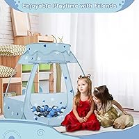 Vista 3 de Alberca de pelotas para niños pequeños con 50 pelotas, tienda de campaña desplegable, casa de juegos para interior y exterior con bolsa