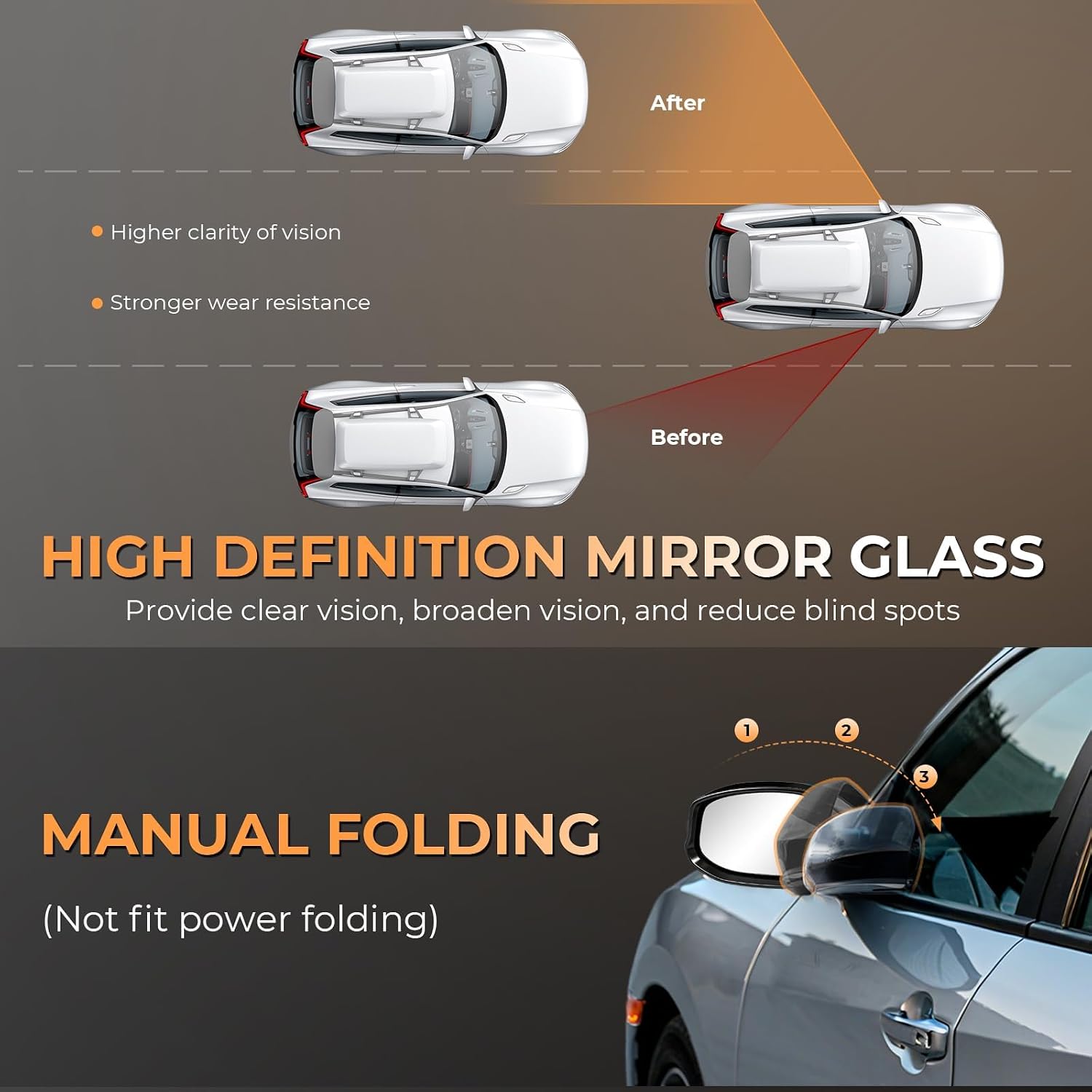 Left Driver Side Mirror compatible with Honda Civic 2012 2013 replace 76252TR0A01 with Power Glass 3 pin Black