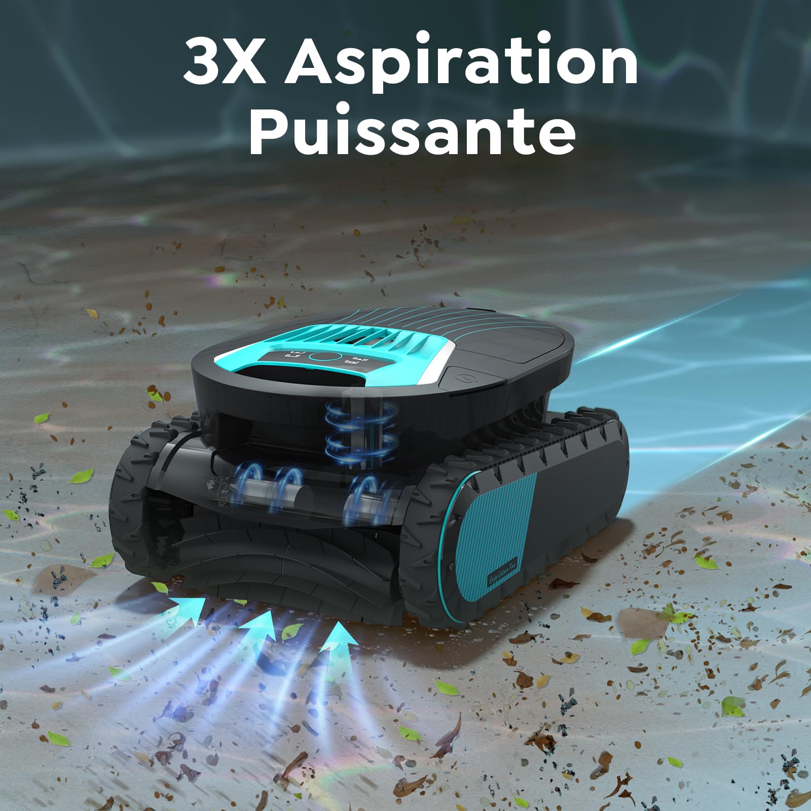 Pleco Pro Robot de Piscine sans Fil, Robot Piscine Fond et Parois, Autonomie 210 Min, Double Filtration, 7 Modes, Contrôle Via App, Aspirateur pour piscines Jusqu’à 200㎡, Graphite