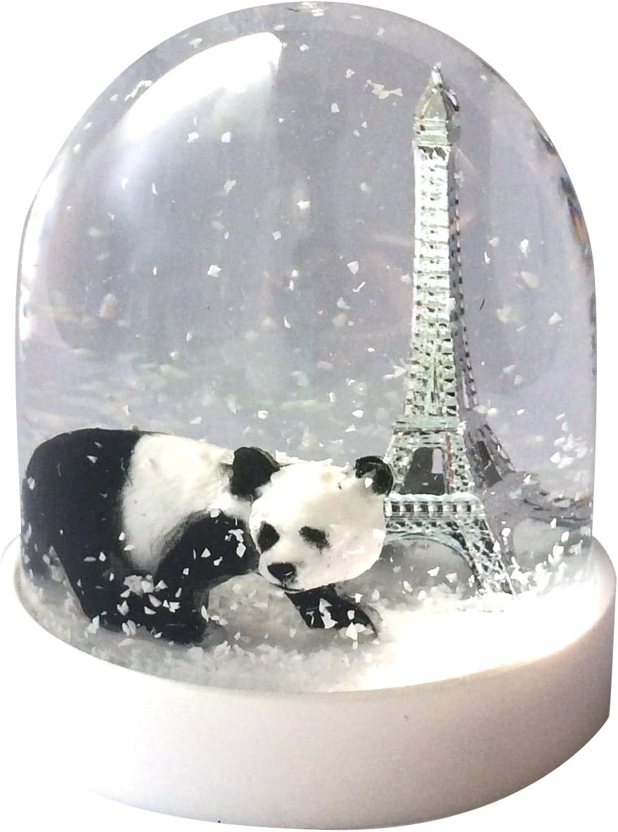 Les Parisettes Snow Globe Eiffel Tower and Panda