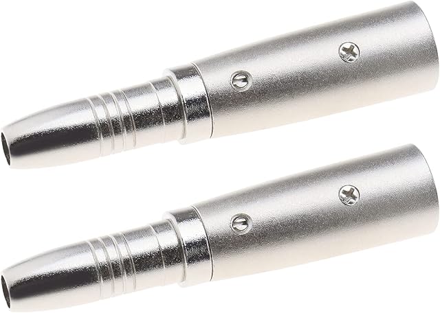 2x 3 Pins XLR to 1/4Inch Adapters XLR Male Socket to 6.35mm Female Jack Mono Plug Conversion Connectors Silver for Microphone Audio