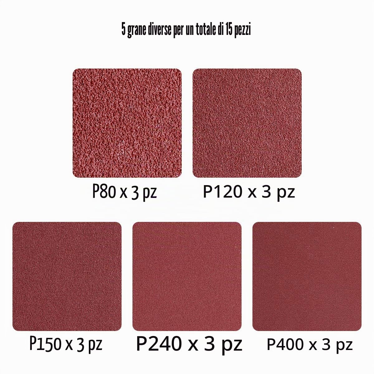 STEBRUAM Nastri Abrasivi 75 x 533 mm,Set di Nastro Abrasivo (3 x grana 80/120/150/240/400 Mixpack) per Levigatrici a Nastro(15 pezzi)