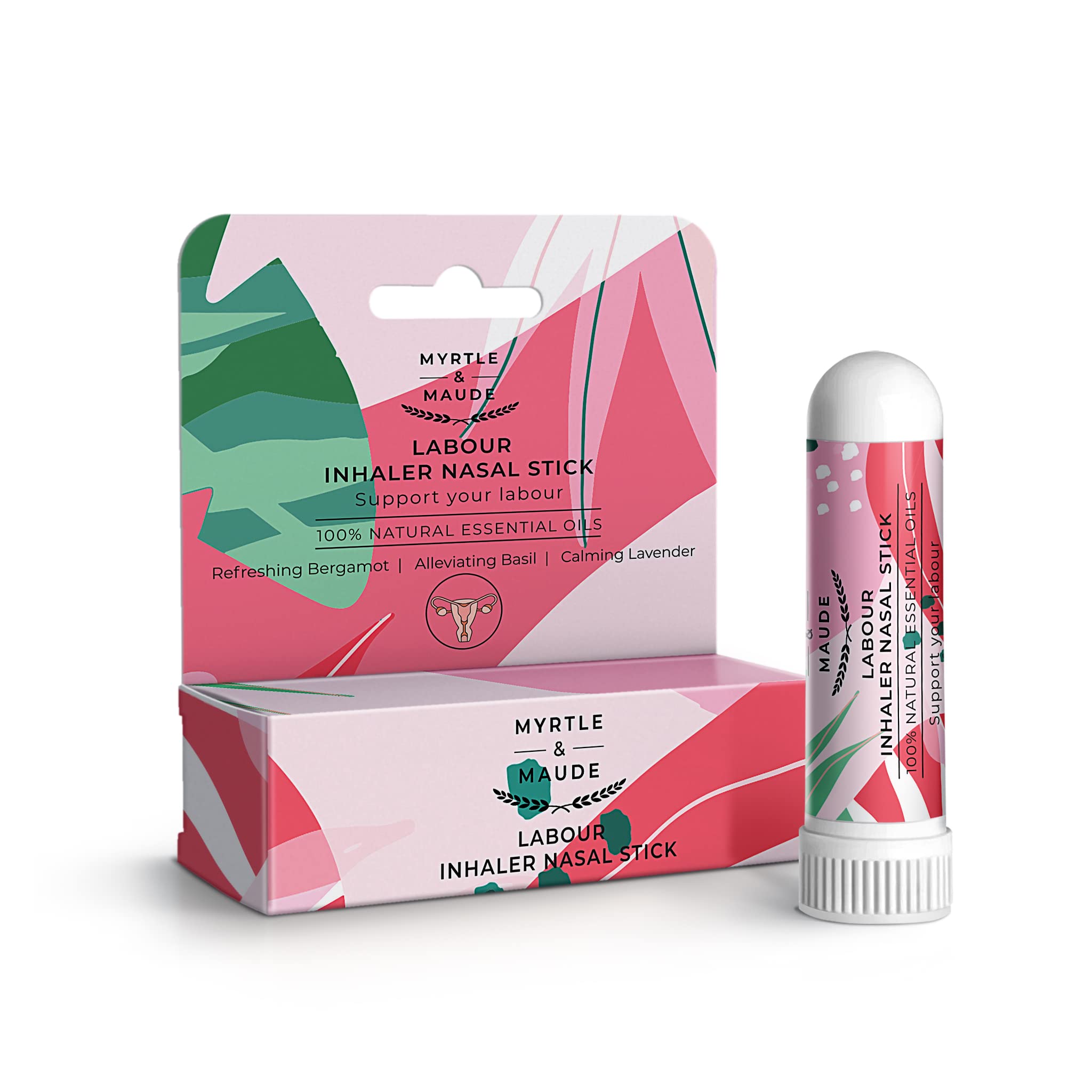 Myrtle & Maude - Labour Preparation Aromatherapy Inhaler Nasal Stick - 100% Natural Essential Oils - Made with Bergamot, Basil and Lavender - Vegan