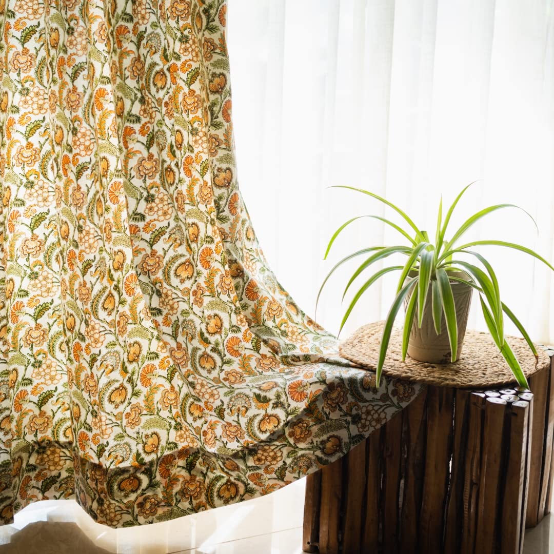Urban Space 100% Cotton Curtains for Window, 60-65% Light-Filtering Room Darkening Decorative Curtains 5 feet Long with Eyelets, Set of 2 Curtains with Tieback, Window - 5 x 4 Feet (Creeper Mustard) (B0CVLBHKTV) Amazon Price History, Amazon Price Tracker