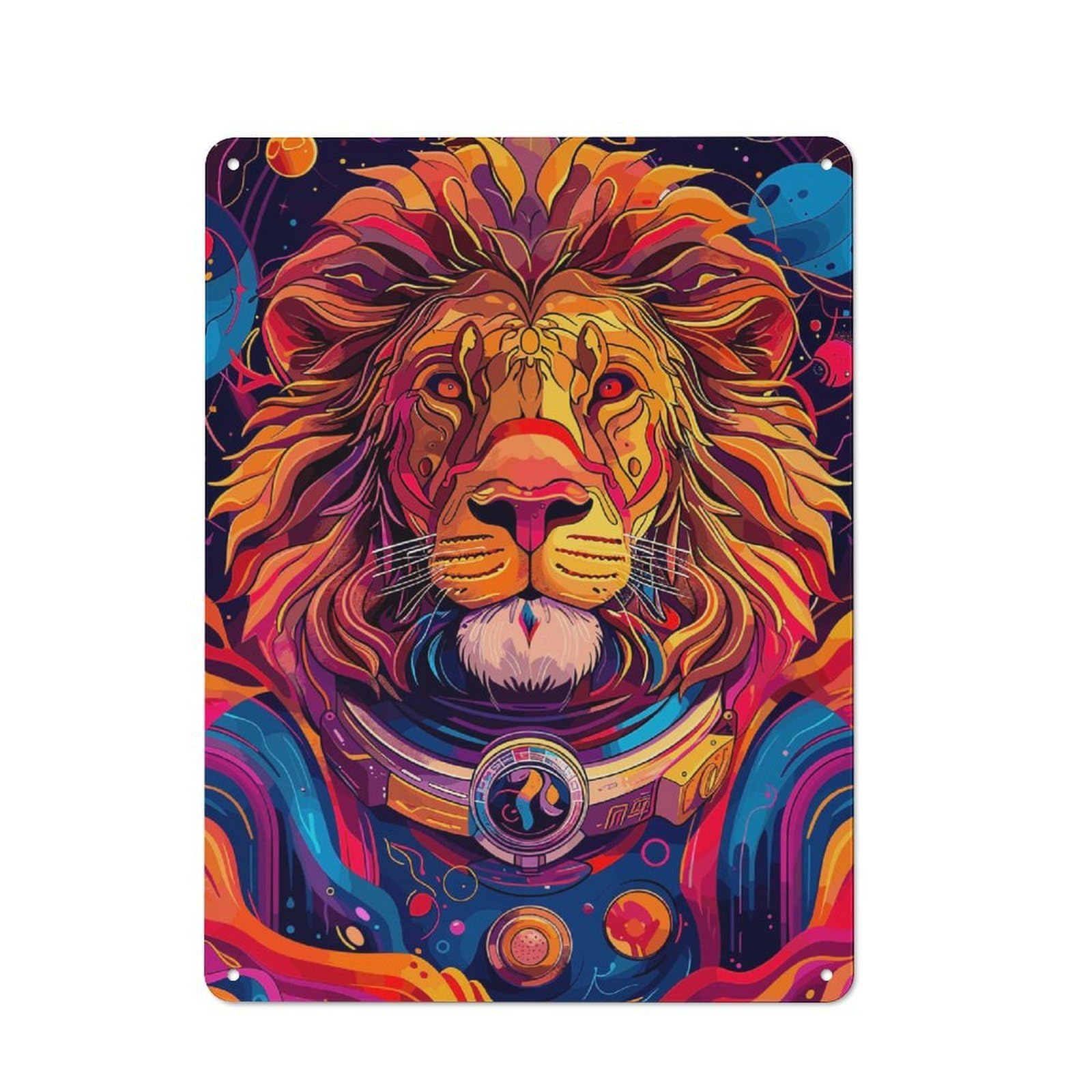 Junmoney Astronaut Space Lion For Man Cave Or Games Room, Retro Tin Sign 40X30cm, A Christmas Gift For People Styling Man Cave And Games Room