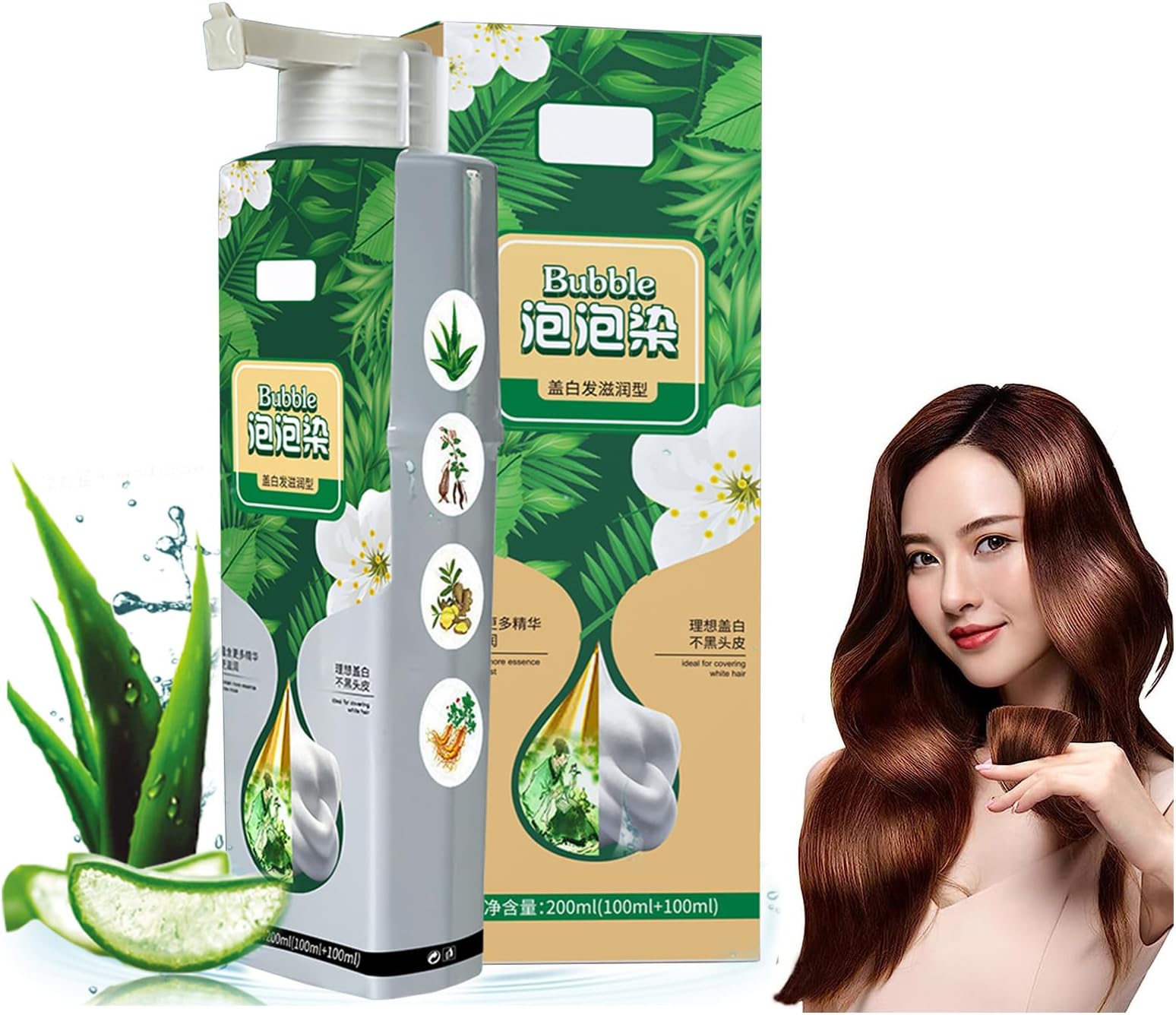 Amazon.com : Plant Extract Hair Dye Foam Shampoo for Grey Hair Color ...