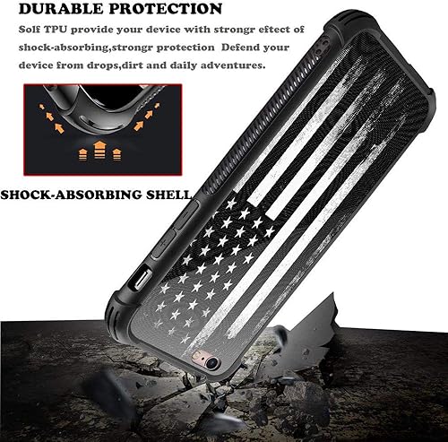 Miniatura 4 de CARLOCA Funda compatible con iPhone 6S Plus, para iPhone 6 Plus para niños y hombres, diseño retro de bandera estadounidense negra, a prueba de