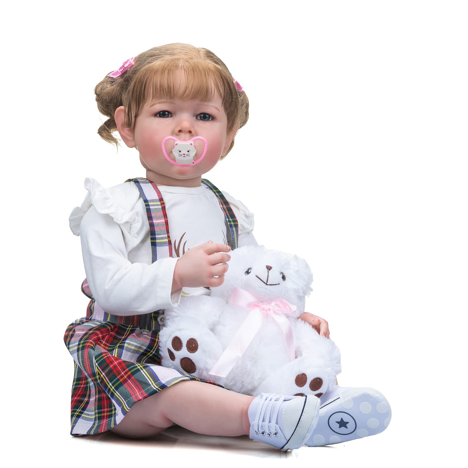 MineeQu 28 cali Ogromne ukorzenione włosy Realistyczna odrodzona lalka bobas z miękkim, przytulankowym ciałem Realistyczny noworodek Maluch Księżniczka Lalki, My Little Sweetheart