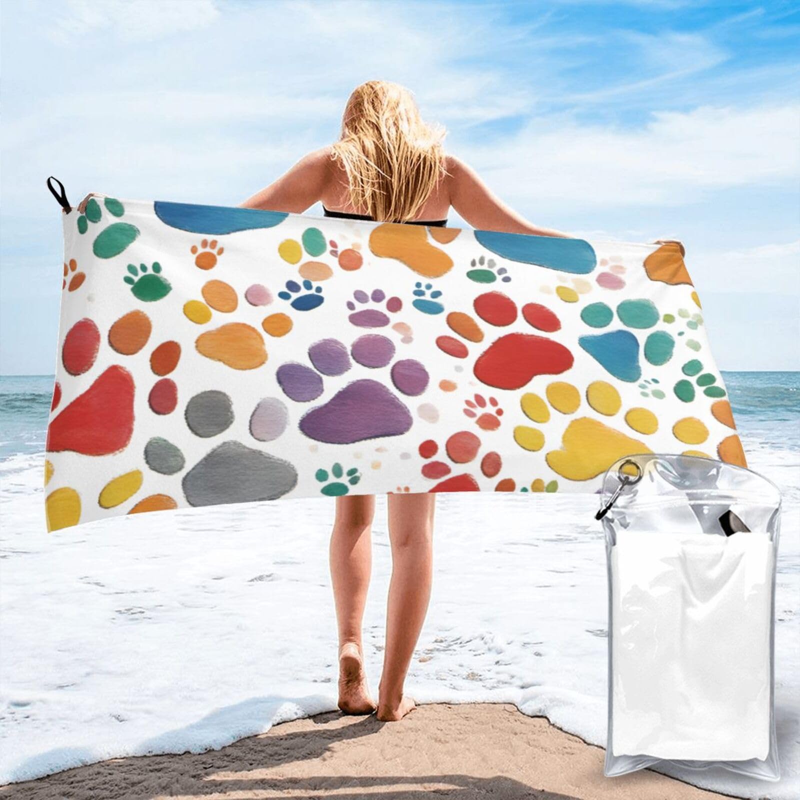 AYYQWE Paw Prints Art 1 Print Lightweight Towel For Men Women Travel Beach Camping Hiking Yoga Swimming Sports