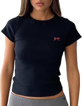 Womens Long Sleeve Graphic Baby Tees Fruit Printed Y2K Top...
