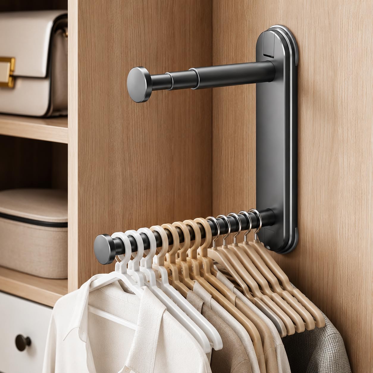 HOME CUBE Wall Mounted Suction Cup Retractable Clothes Hanger Rod | No Drill Required, Telescopic & Extendable, Multi-Room Use, Space-Saving Design, Laundry & Wardrobe-image-38