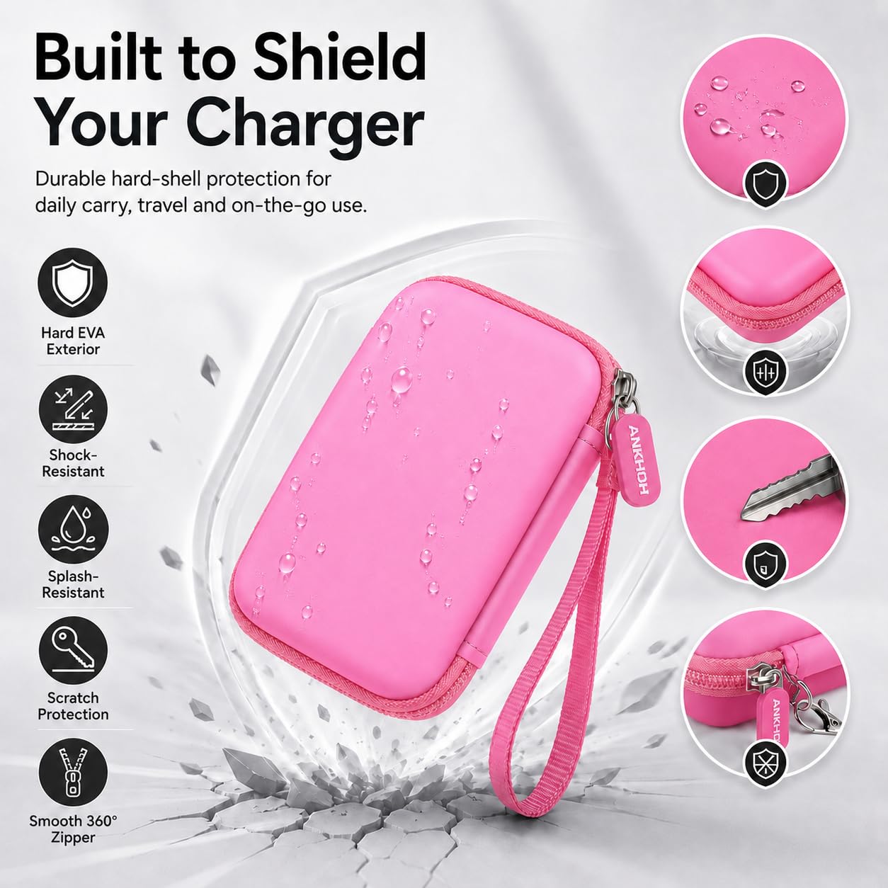 Funda de viaje para UCOMX para Nano/para Rtops/para Hicober/para Iseyyox cargador inalámbrico 3 en 1, estación de carga magnética plegable para cable y adaptador de almohadilla de carga rápida, color