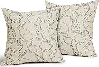 Vista 12 de Sweetshow Juego de 2 fundas de almohada de Pascua de 16 x 16 pulgadas, diseño de conejo negro con temática de Pascua, almohadas decorativas